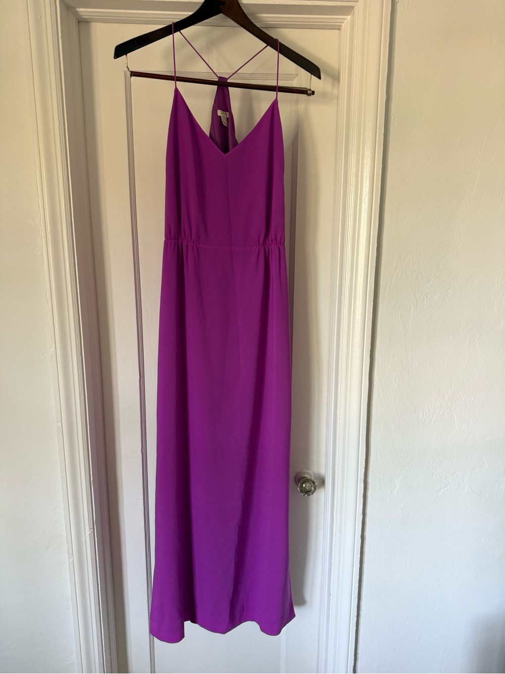 J. Crew Women's Magenta Purple Slip Maxi Dress with Spaghetti Straps